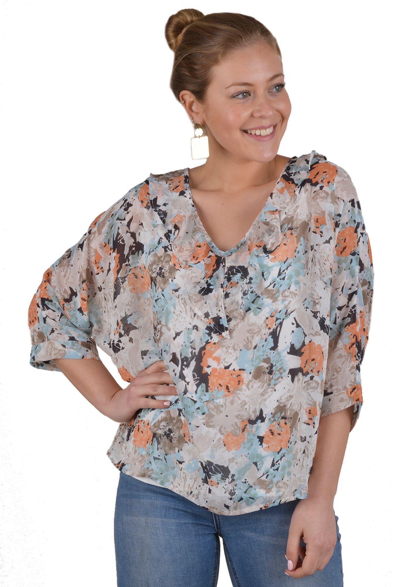 Blusa Flores Azul Alexandra Cid-0