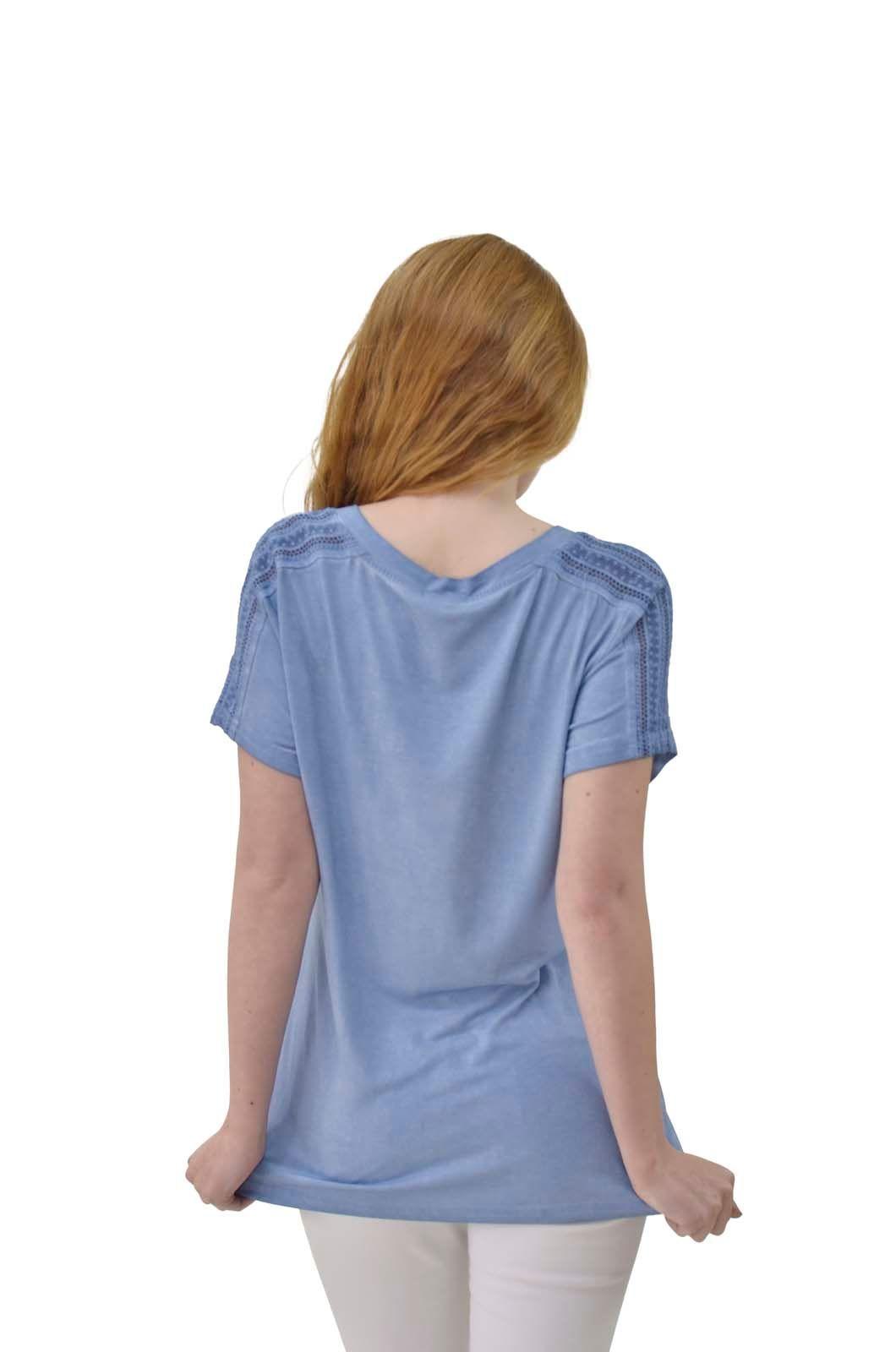 Polera manga macrame azul Alexandra Cid-2