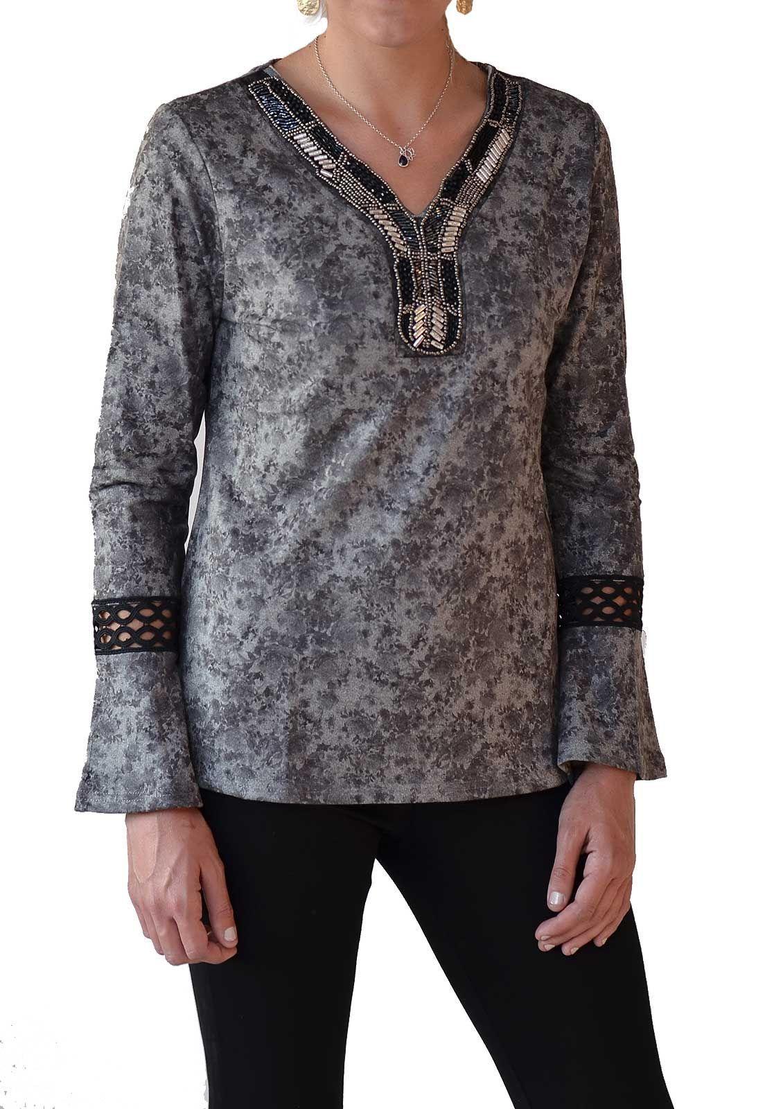 Polera Suede Gris Alexandra Cid-0