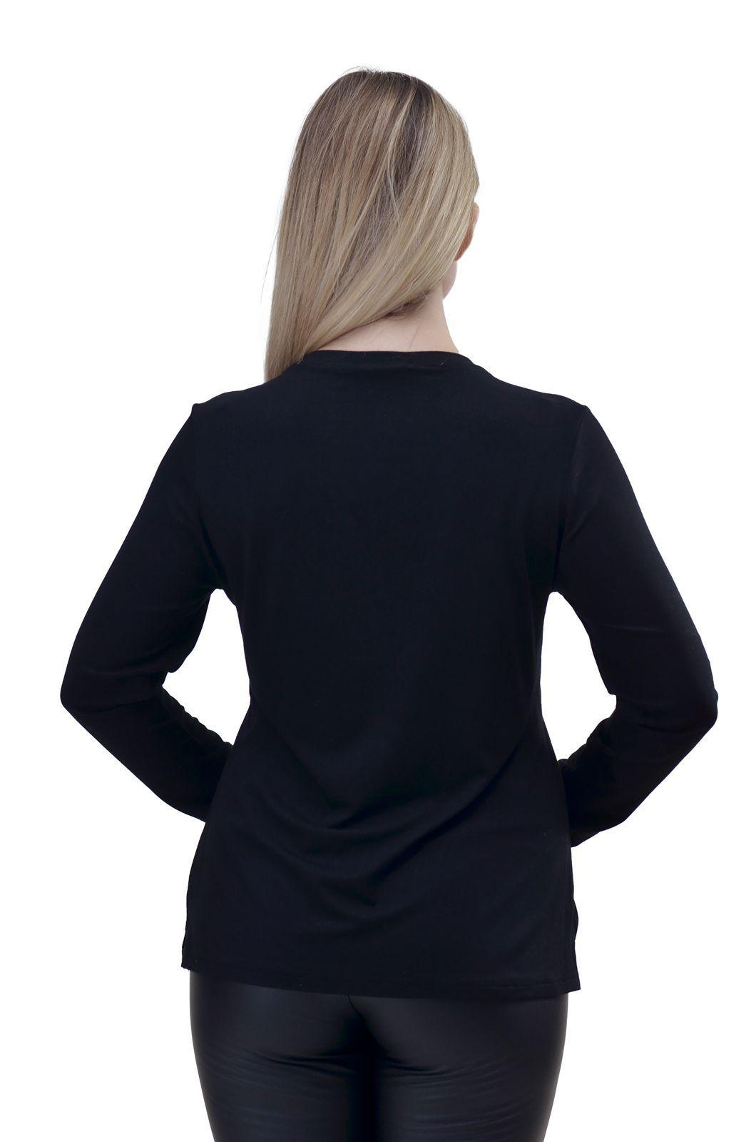 Polera Bolsillos brillantes Negro Alexandra Cid-2