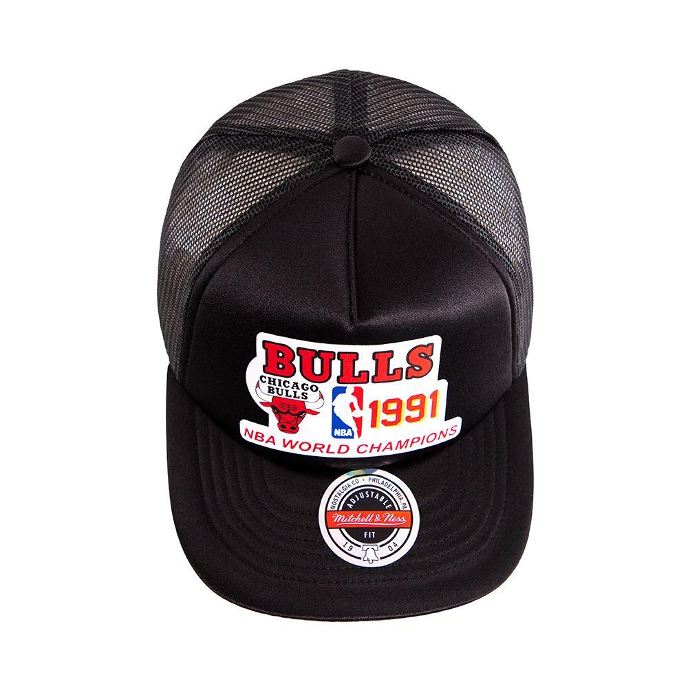 Jockey Gorro Trucker Chicago Bulls Curva Negro Mitchell And Ness-2