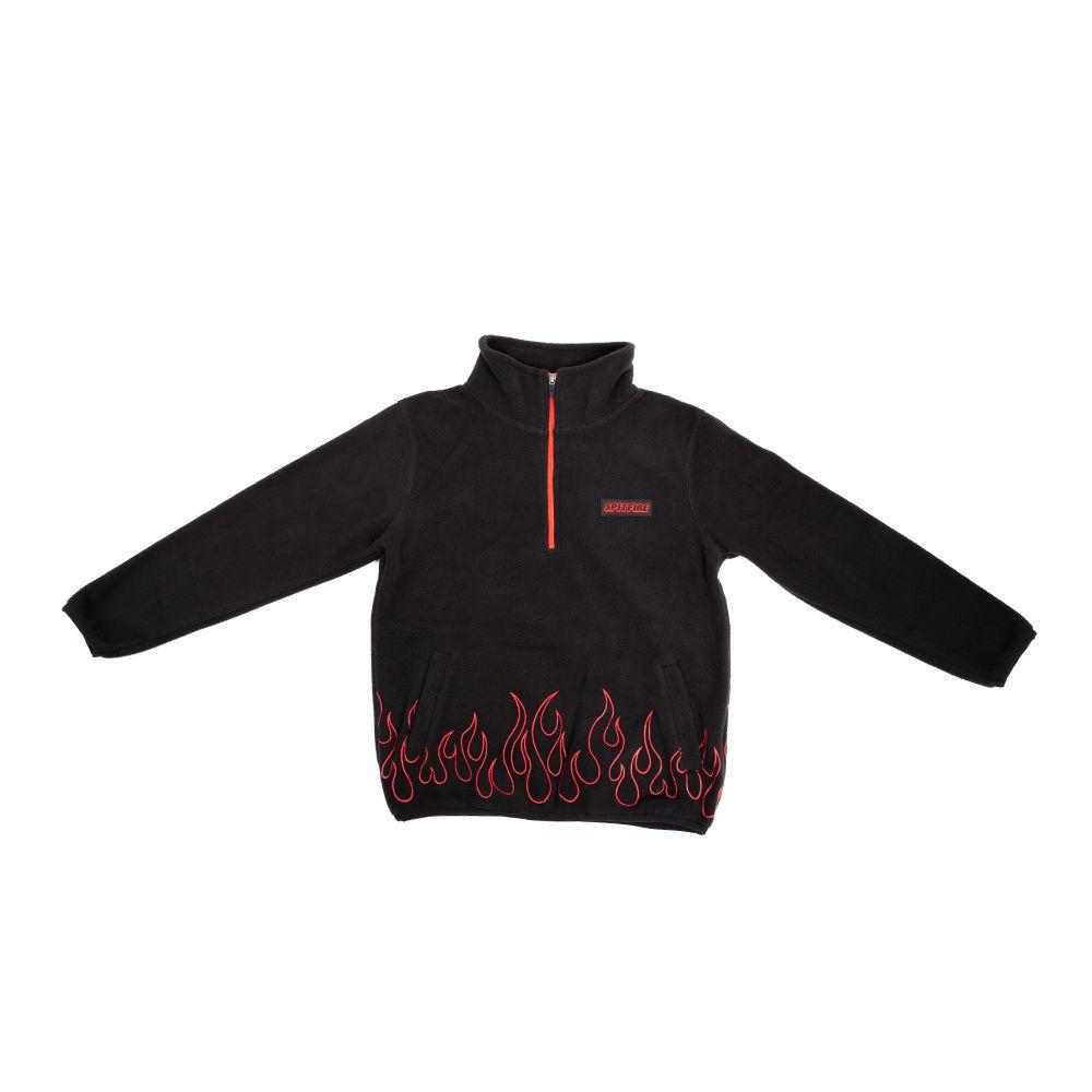Polerón Polar Juvenil Half Zipper Negro Rojo Spitfire-1