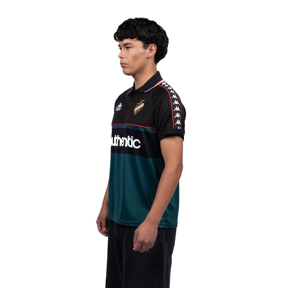 Polera Kappa Hombre Authentic Negro Verde-2