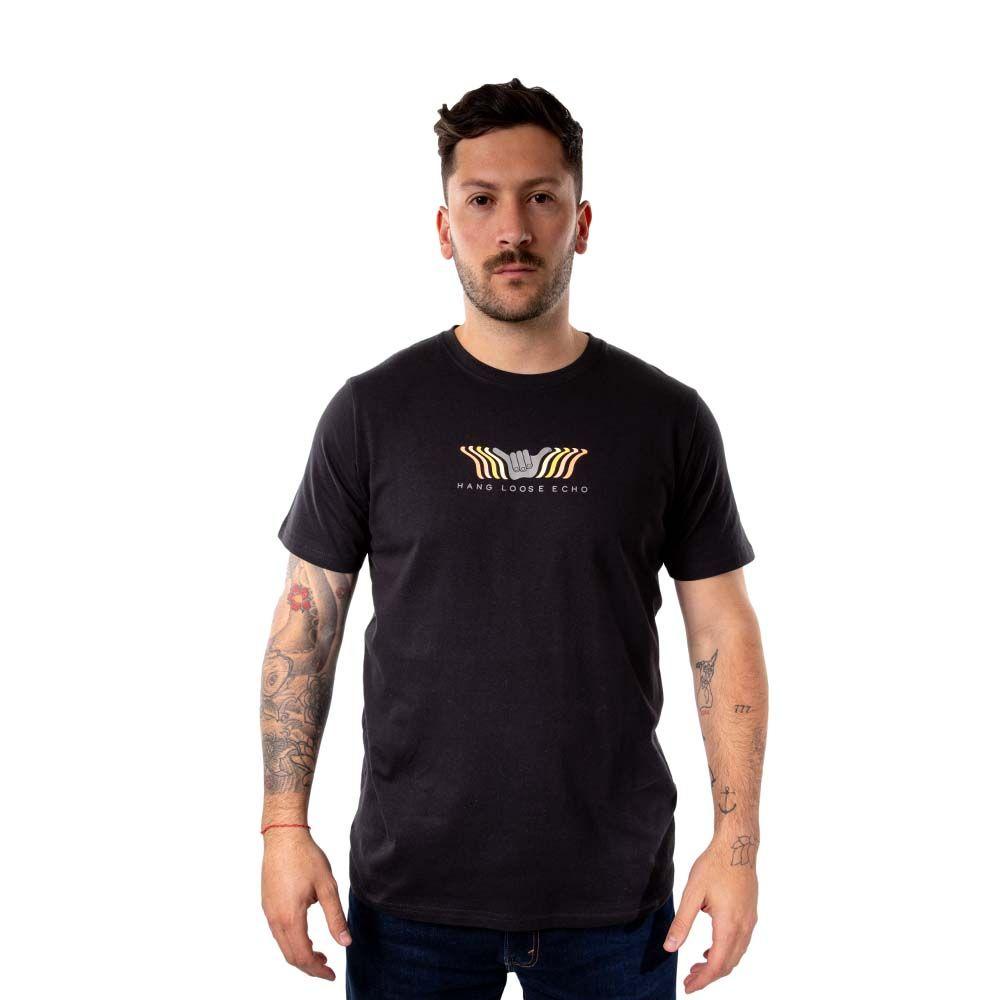 Polera Manga Corta Hombre Echo Negro Hang Loose-0