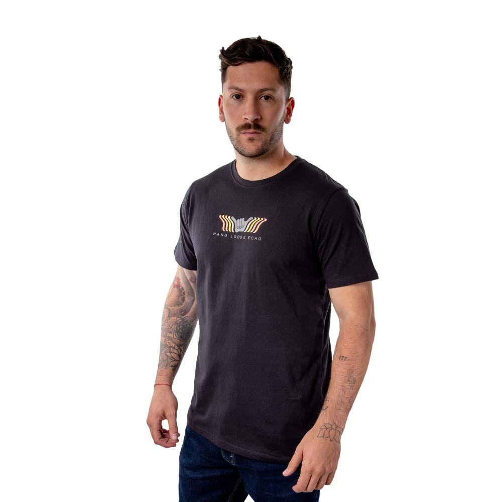 Polera Manga Corta Hombre Echo Negro Hang Loose-4