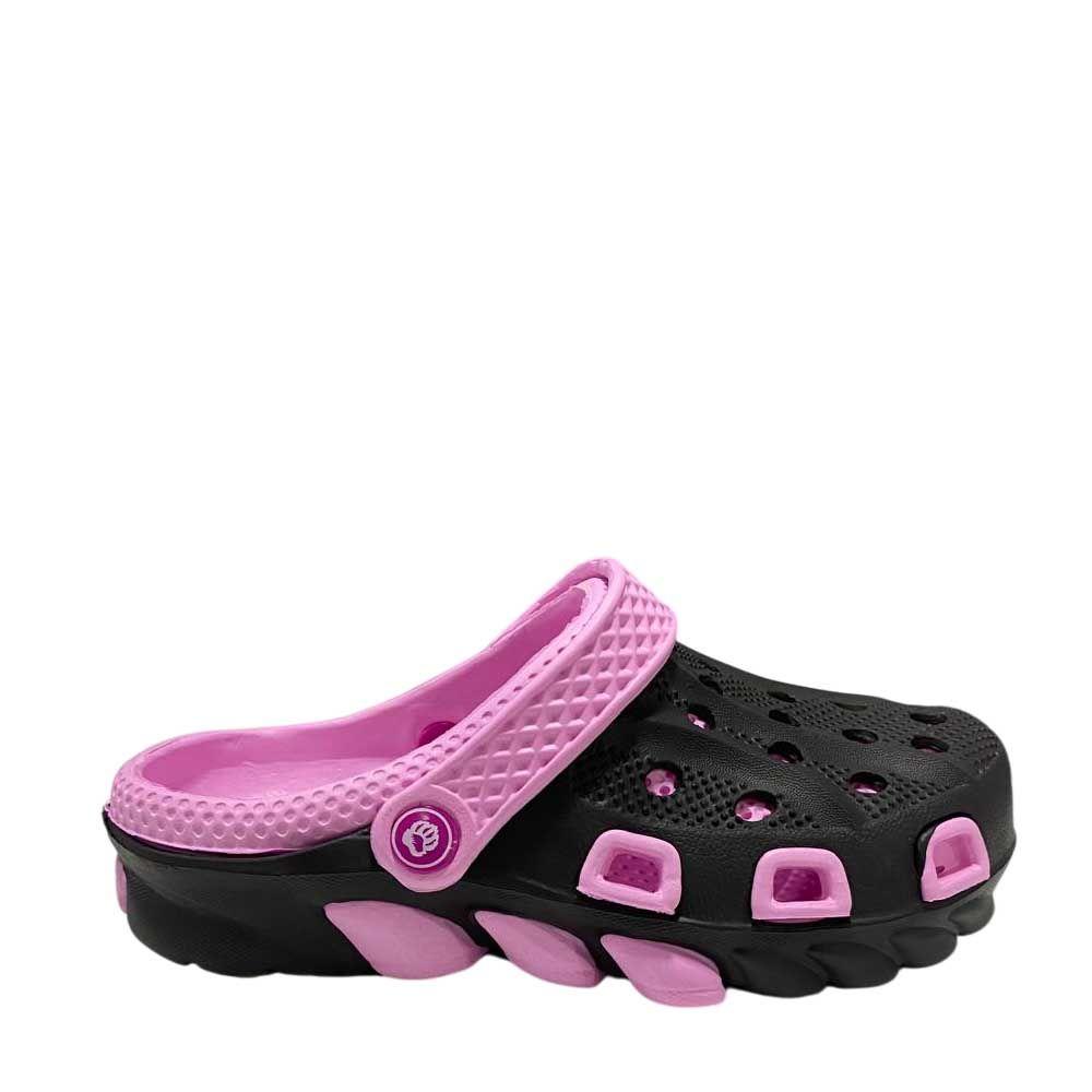 Sandalia Mujer Zueco Negro Rosado Block-0