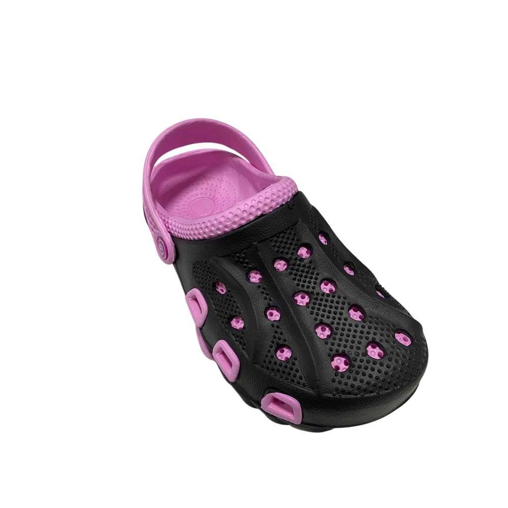 Sandalia Mujer Zueco Negro Rosado Block-2