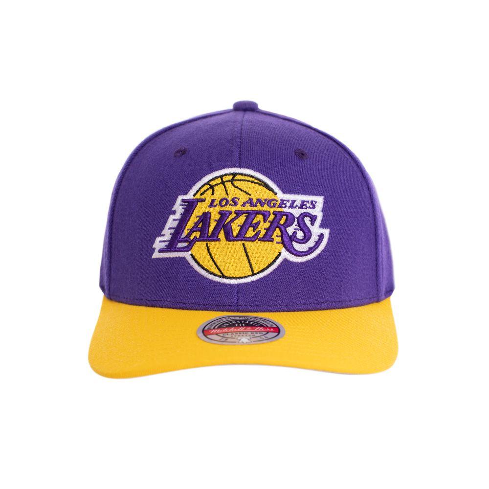 Gorro Angeles Lakers Visera Curva Morado Amarillo Mitchell and Ness-0