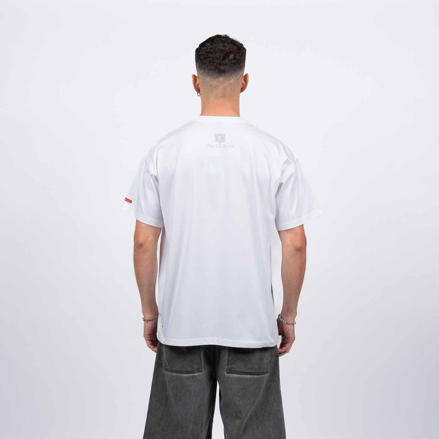 Polera Hombre Colo Colo Urbano Blanco Oversize Escudo Pequeño Gris-2