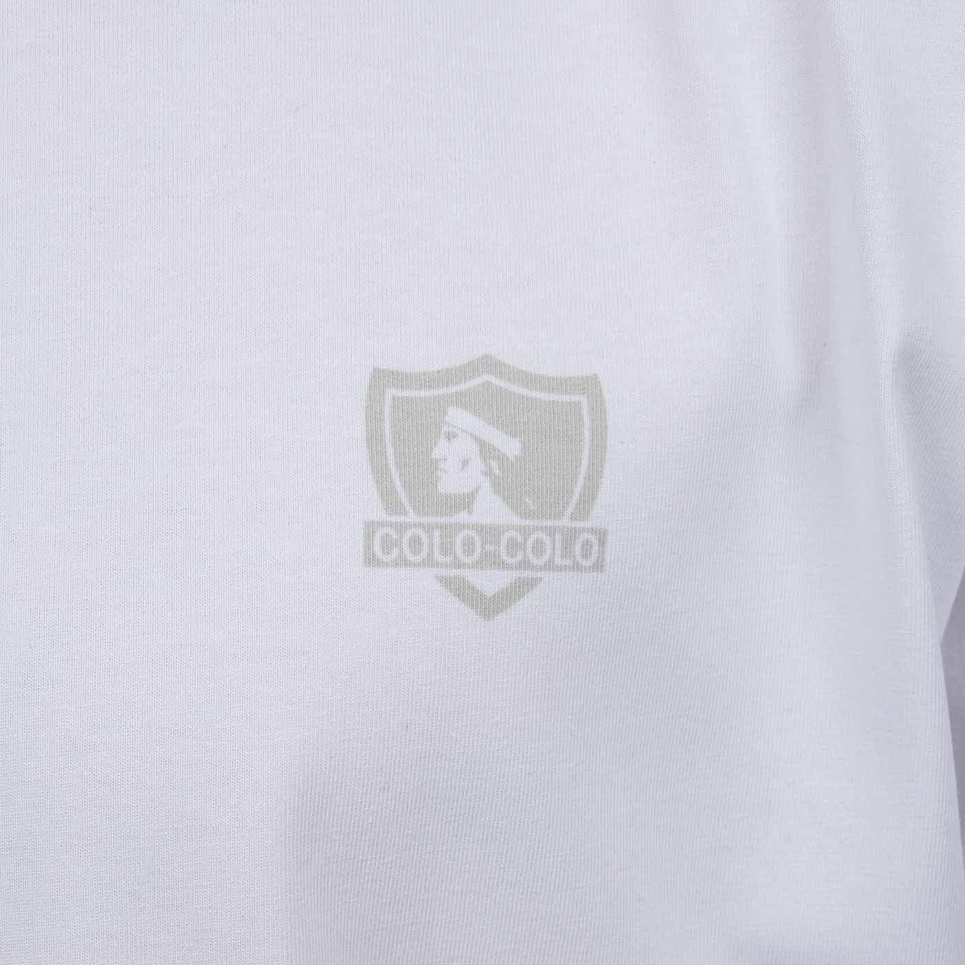 Polera Hombre Colo Colo Urbano Blanco Oversize Escudo Pequeño Gris-3