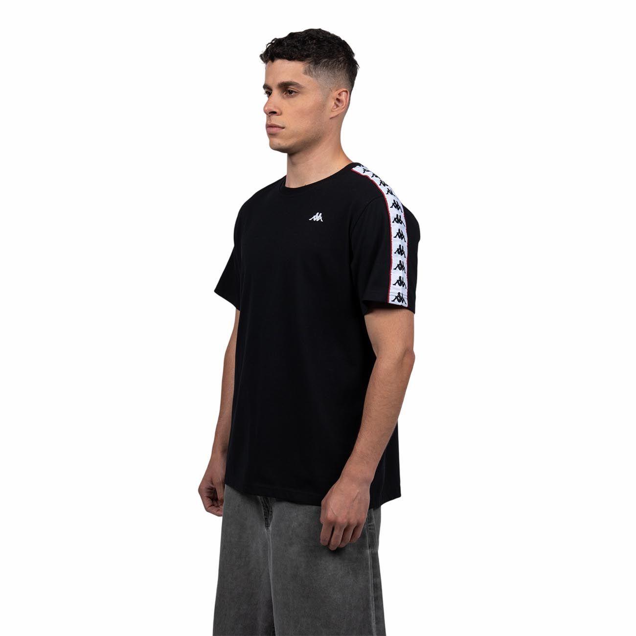 Polera Kappa Hombre Black Banda White i26-2