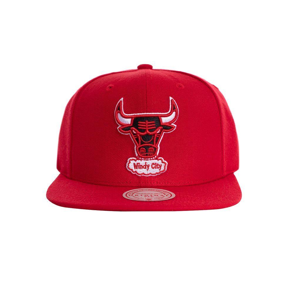 Gorro Chicago Bulls Visera Plana Verde Windy Rojo Mitchell and Ness-0