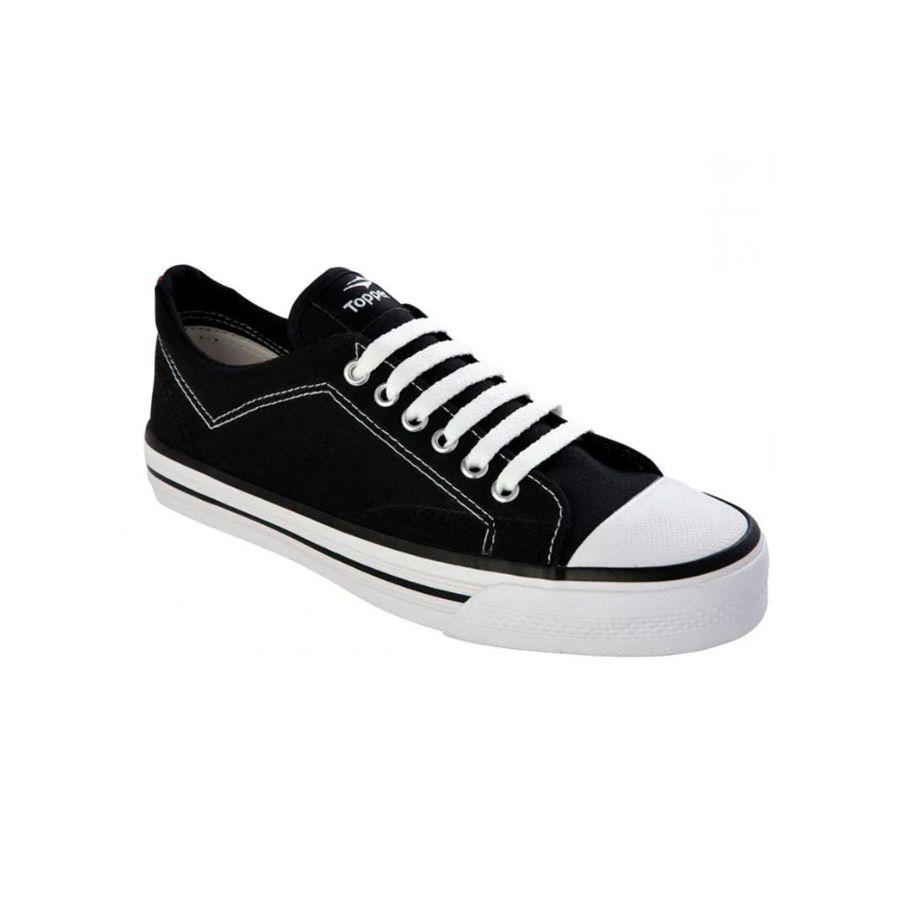 Zapatilla Lona Unisex Negro Blanco Derby Topper-0