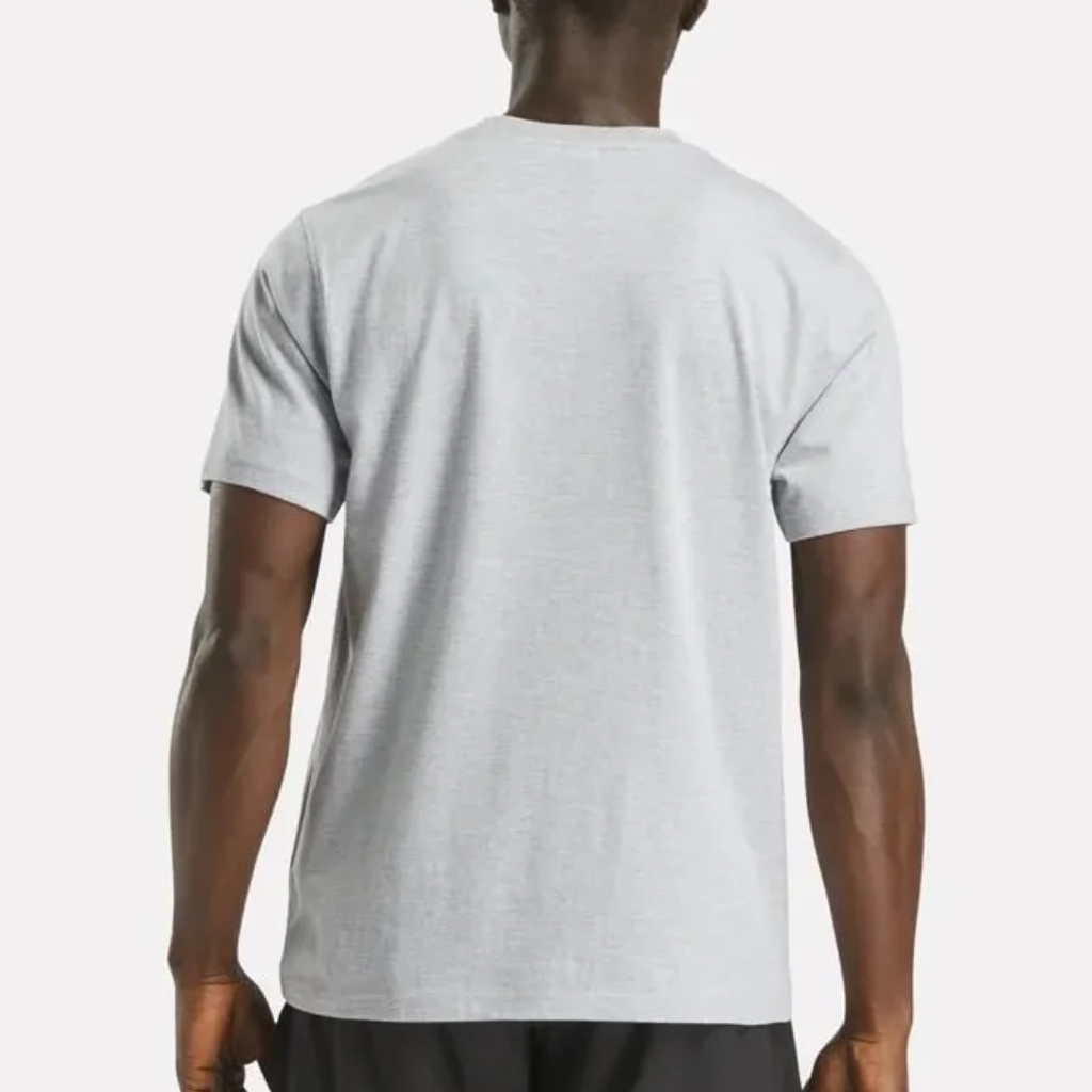 Polera Hombre Reebok Deportiva Algodón Logo Frontal Gris Melange-2