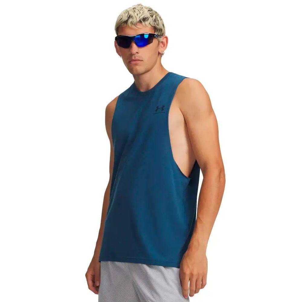 Polera Sin Manga Lifestyle Hombre Under Armour Azul-0