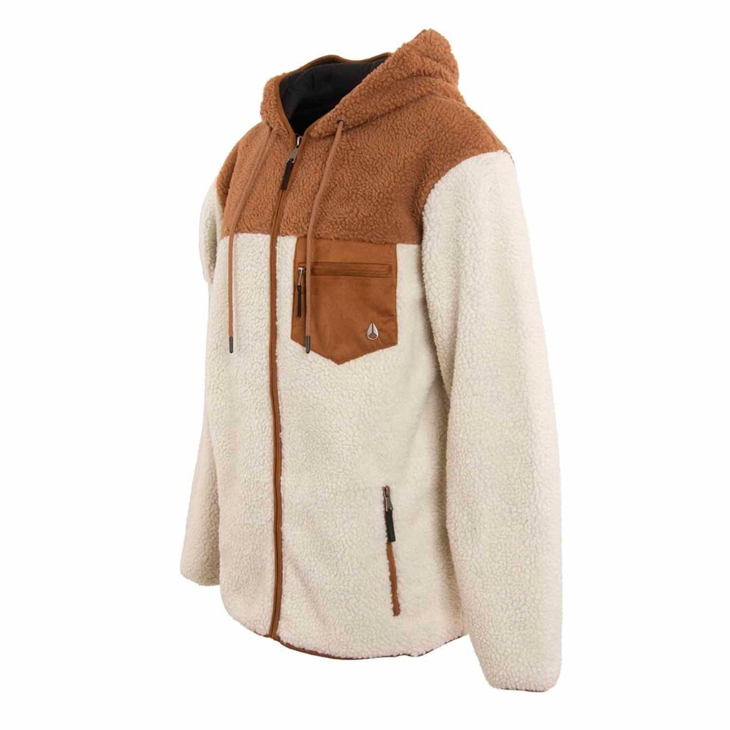 Polerón Hombre Sherpa Nixon Full Zipper Beige Brown Urbano-2