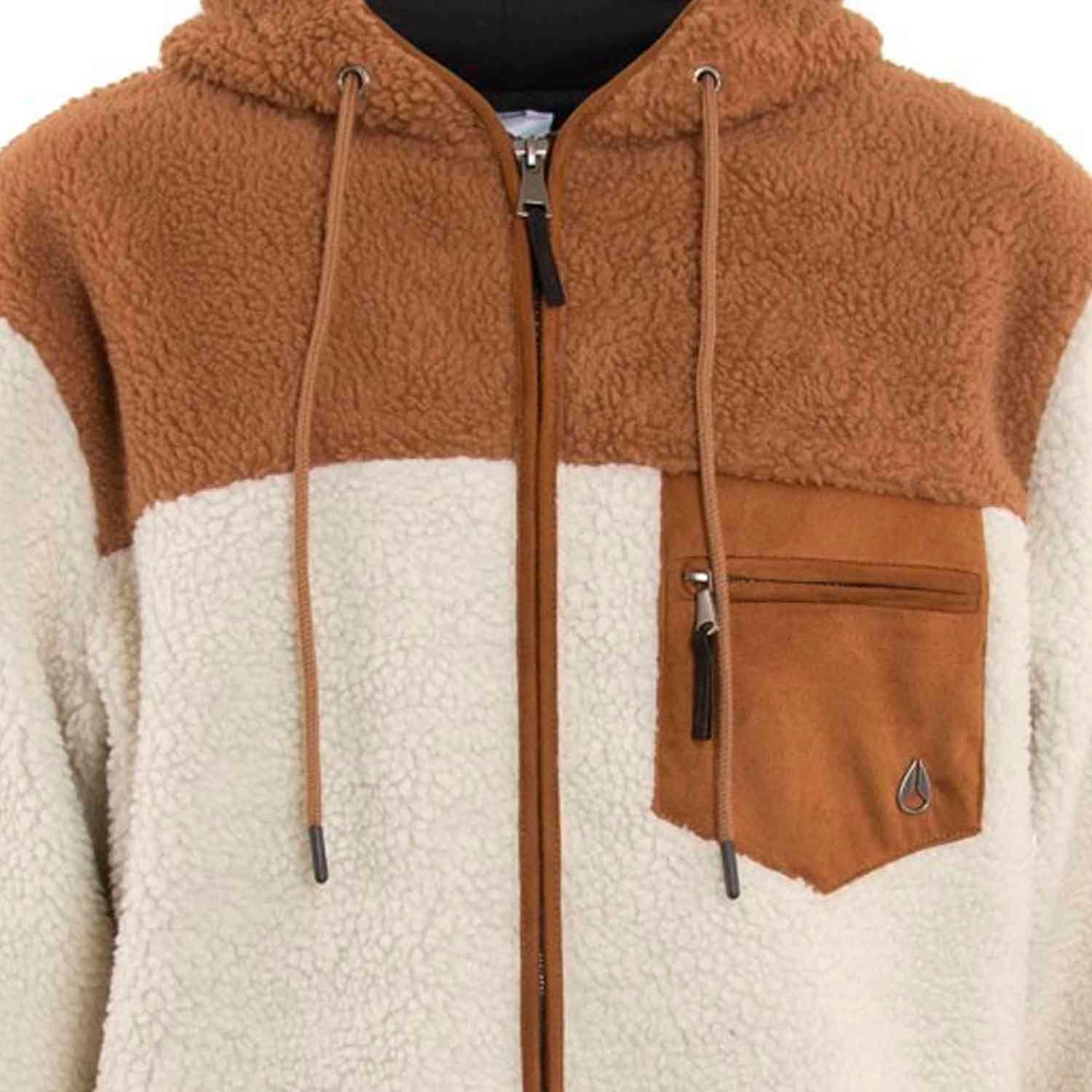 Polerón Hombre Sherpa Nixon Full Zipper Beige Brown Urbano-3