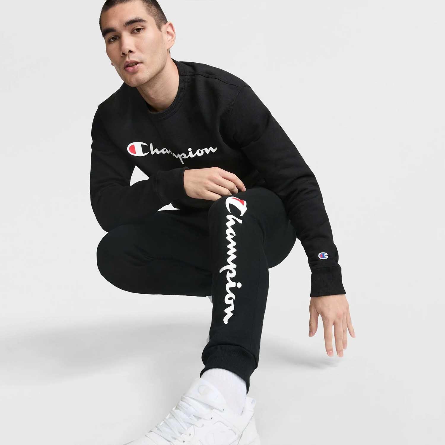 Poleron Hombre Champion Negro Crew-3