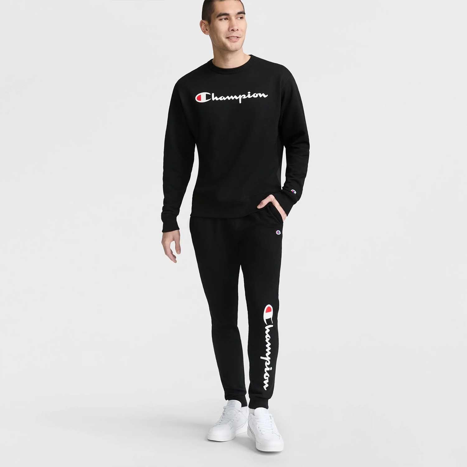 Poleron Hombre Champion Negro Crew-4