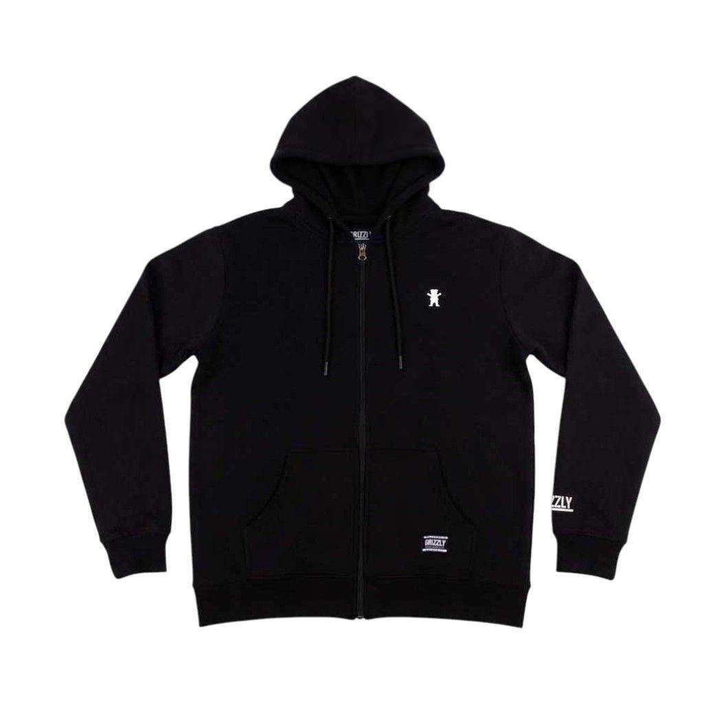Polerón Full Zip Hombre Grizzly Griptape Embroidered OG Bear Negro-0