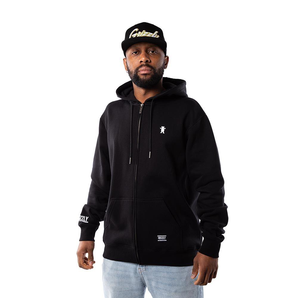 Polerón Full Zip Hombre Grizzly Griptape Embroidered OG Bear Negro-4