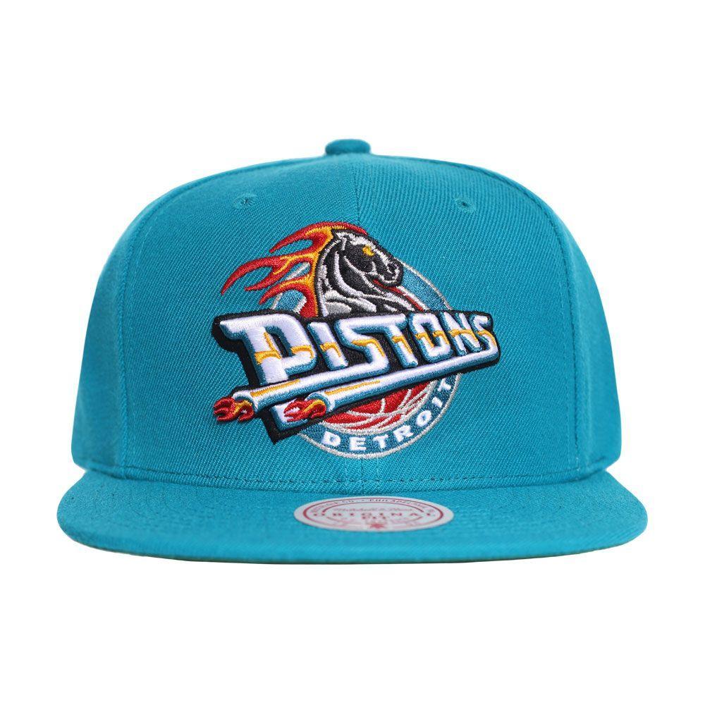 Gorro Snapback Detroit Pistons Visera Plana Turquesa Mitchell and Ness-0