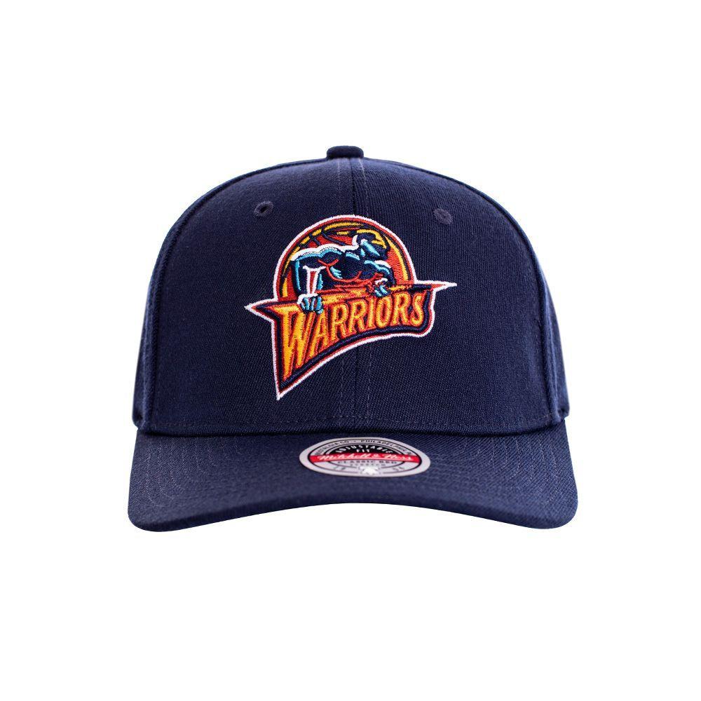 Gorro Golden State Warriors Visera Curva Logo Titam Azul Mitchell and Ness-0