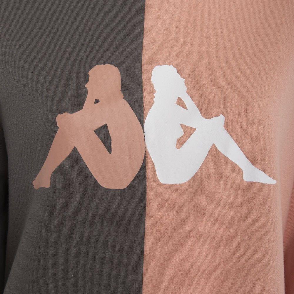 Poleron De Mujer Kappa Oversize Split Gris Naranjo-2