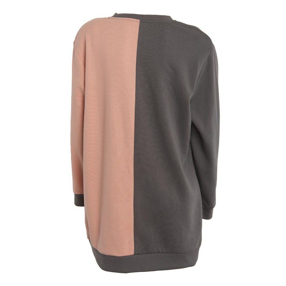 Poleron De Mujer Kappa Oversize Split Gris Naranjo-3