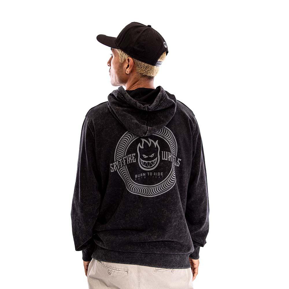 Polerón Hoodie Canguro Wheels Hombre Negro Spitfire-3