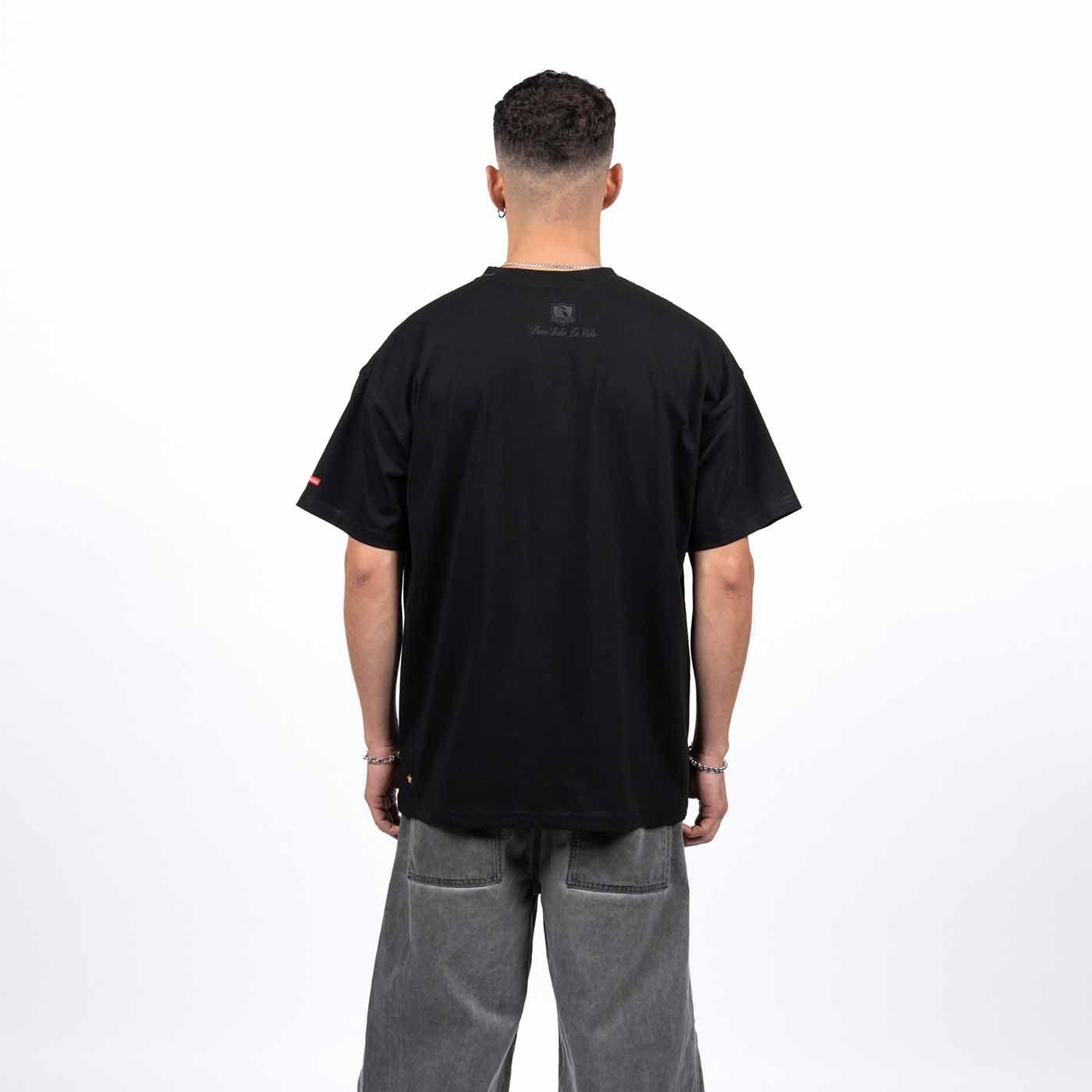 Polera Hombre Colo Colo Urbano "Cacike" Negro Oversize-2