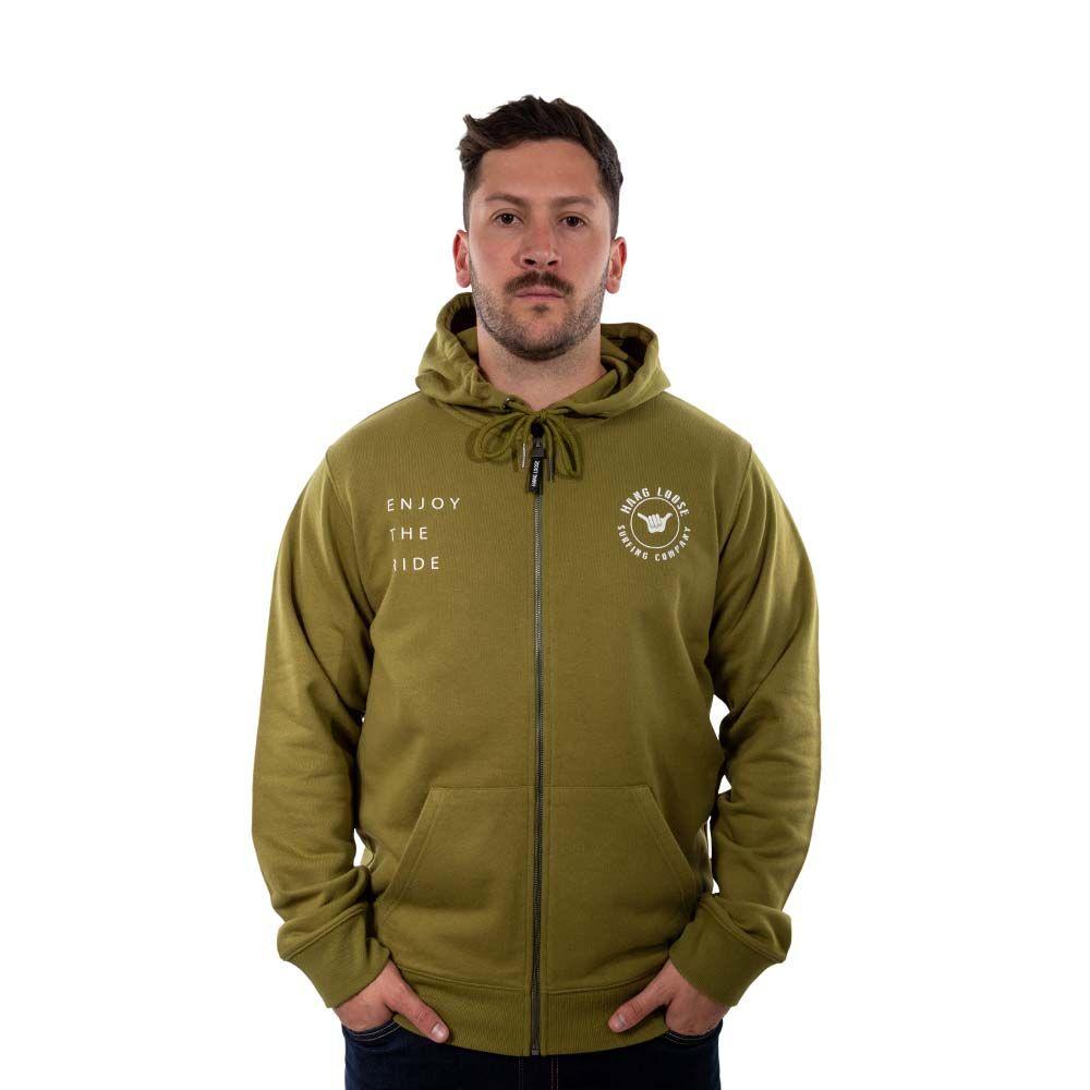 Poleron Hombre Full Zipper Dublog Verde Musgo Hang Loose-0