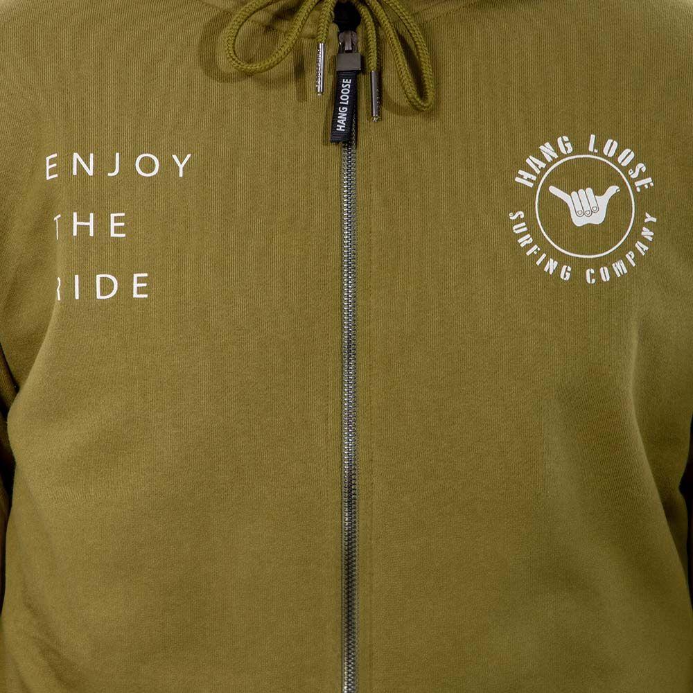 Poleron Hombre Full Zipper Dublog Verde Musgo Hang Loose-1