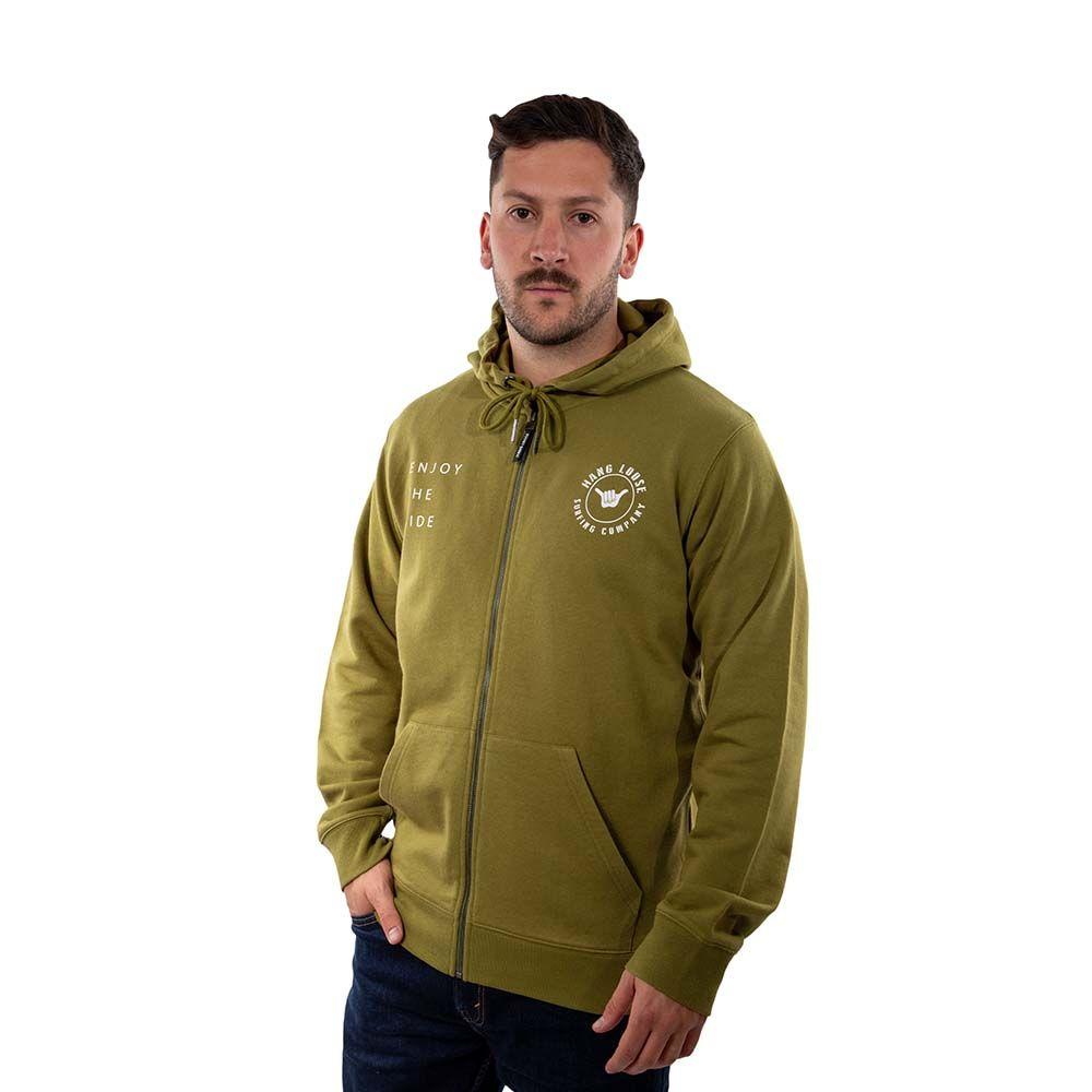 Poleron Hombre Full Zipper Dublog Verde Musgo Hang Loose-4