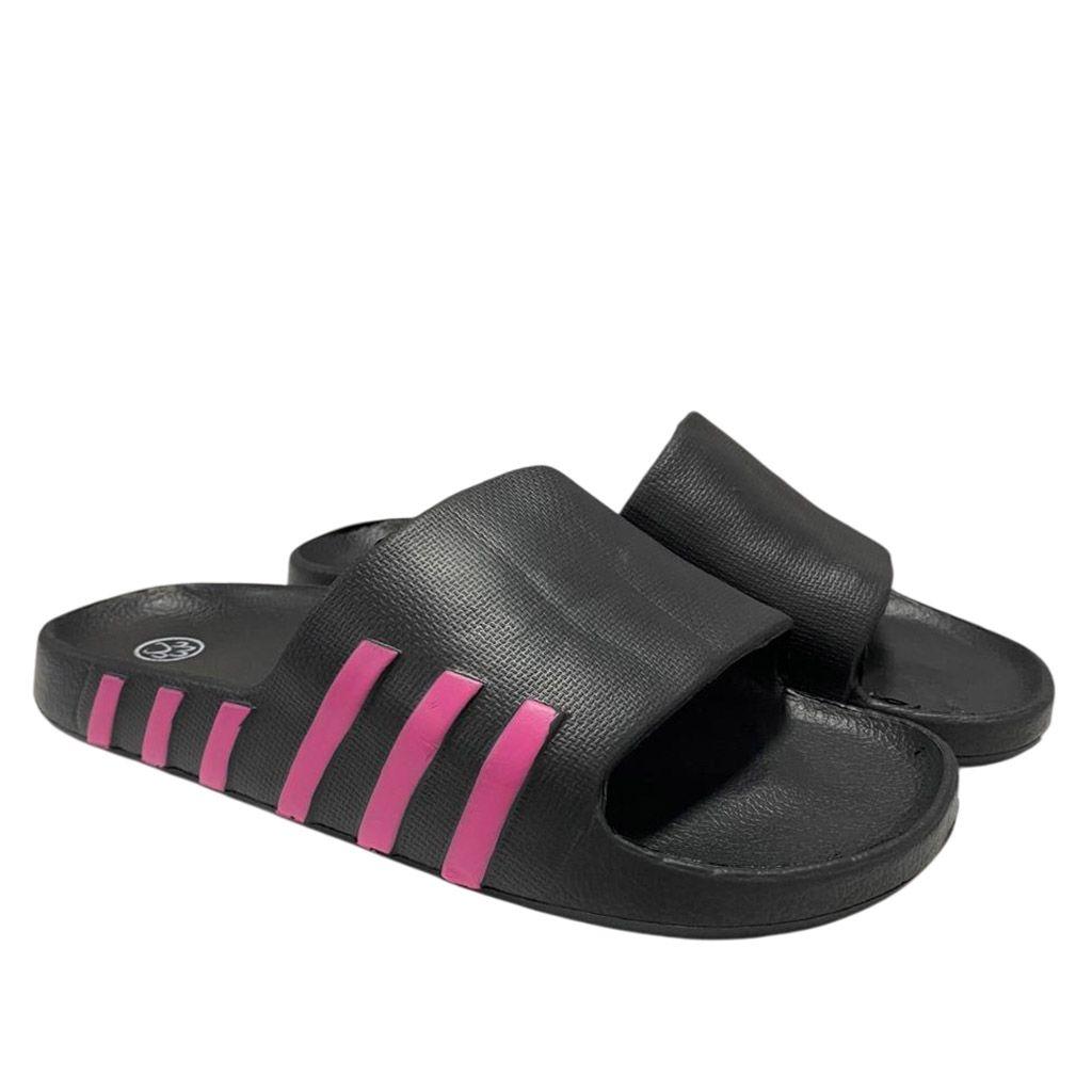 Sandalia Mujer Strips Negro Fucsia-2