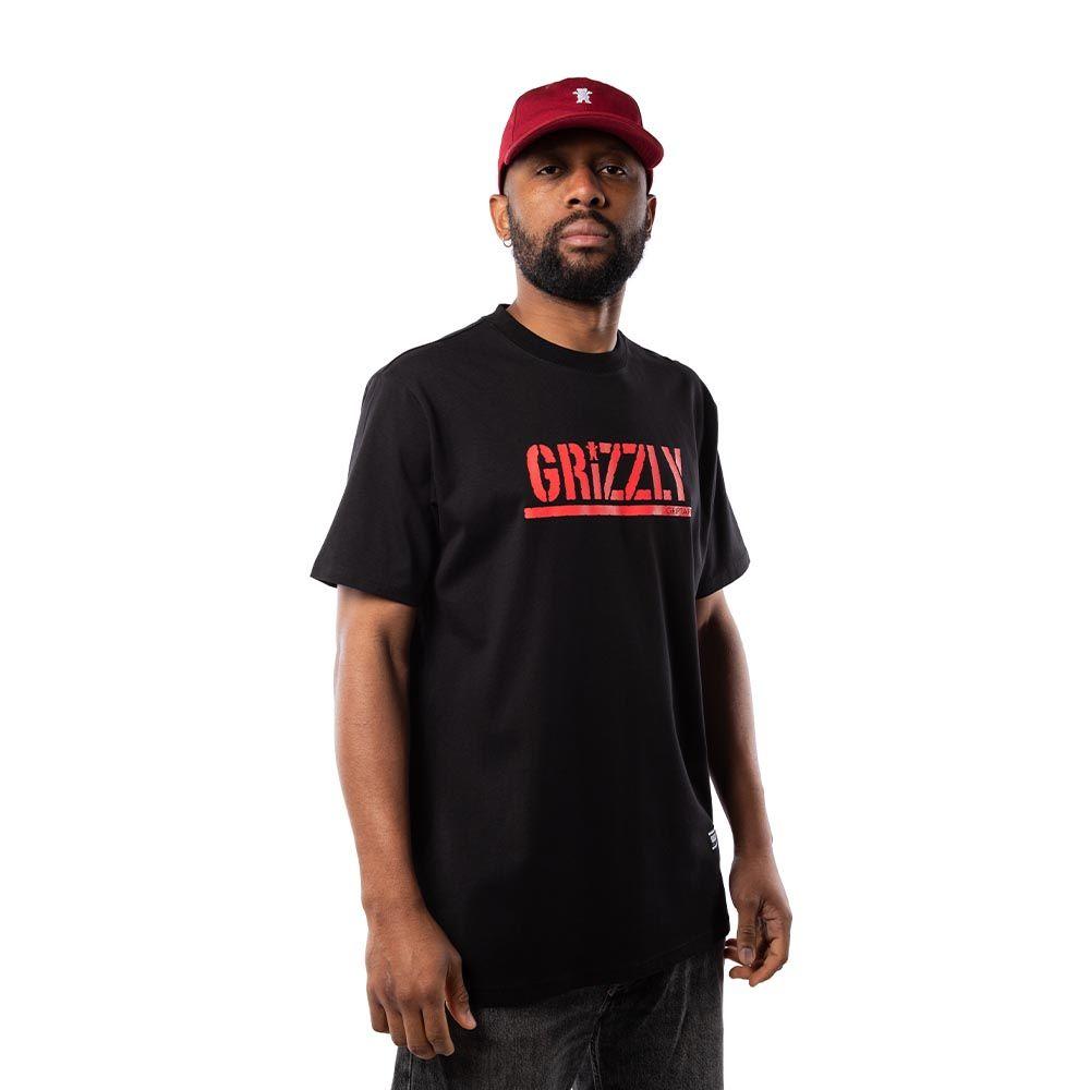 Polera Hombre Grizzly Griptape Print Script Logo Off Black-2