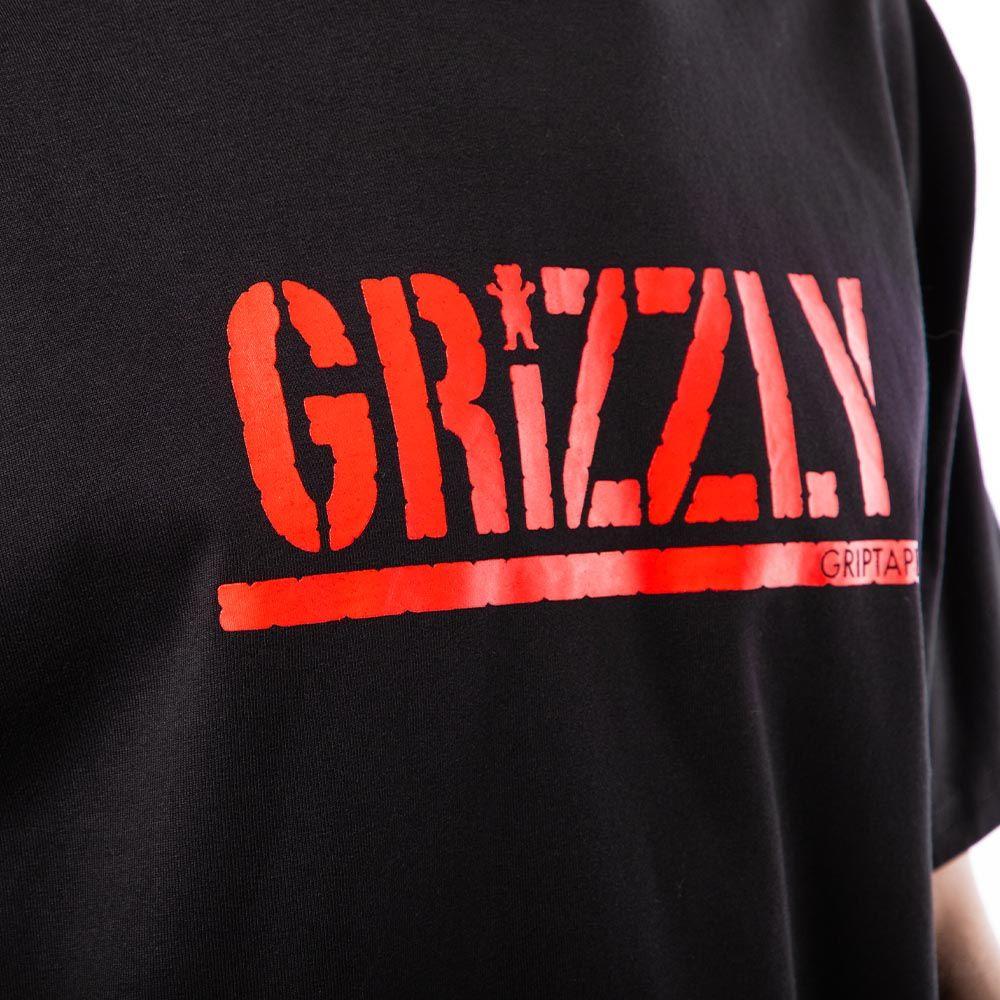 Polera Hombre Grizzly Griptape Print Script Logo Off Black-4