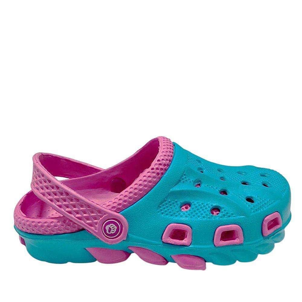 Sandalia Mujer Zueco Shell Turquesa Fucsia-0