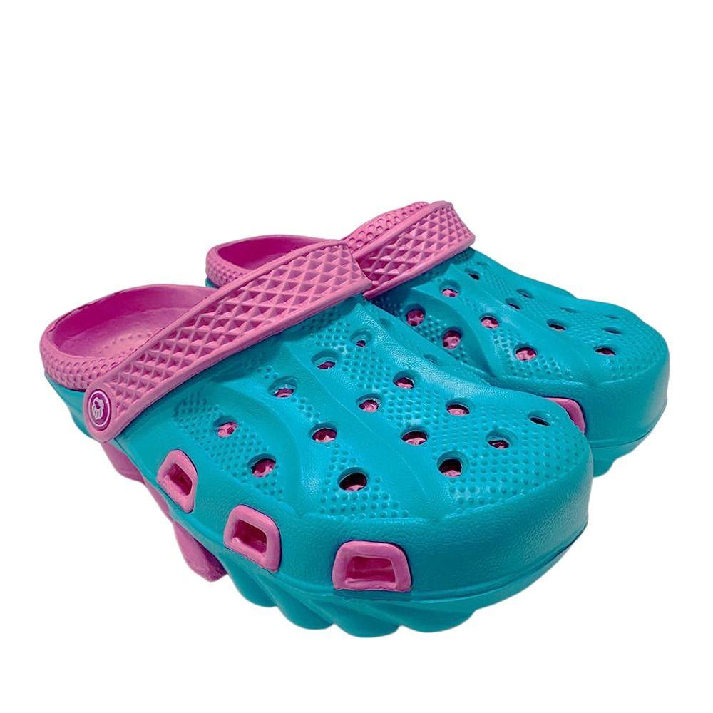 Sandalia Mujer Zueco Shell Turquesa Fucsia-1