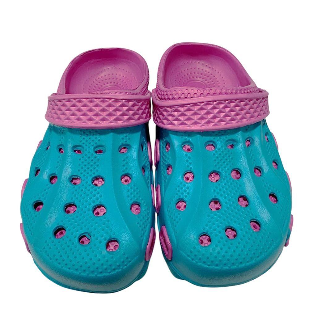 Sandalia Mujer Zueco Shell Turquesa Fucsia-2