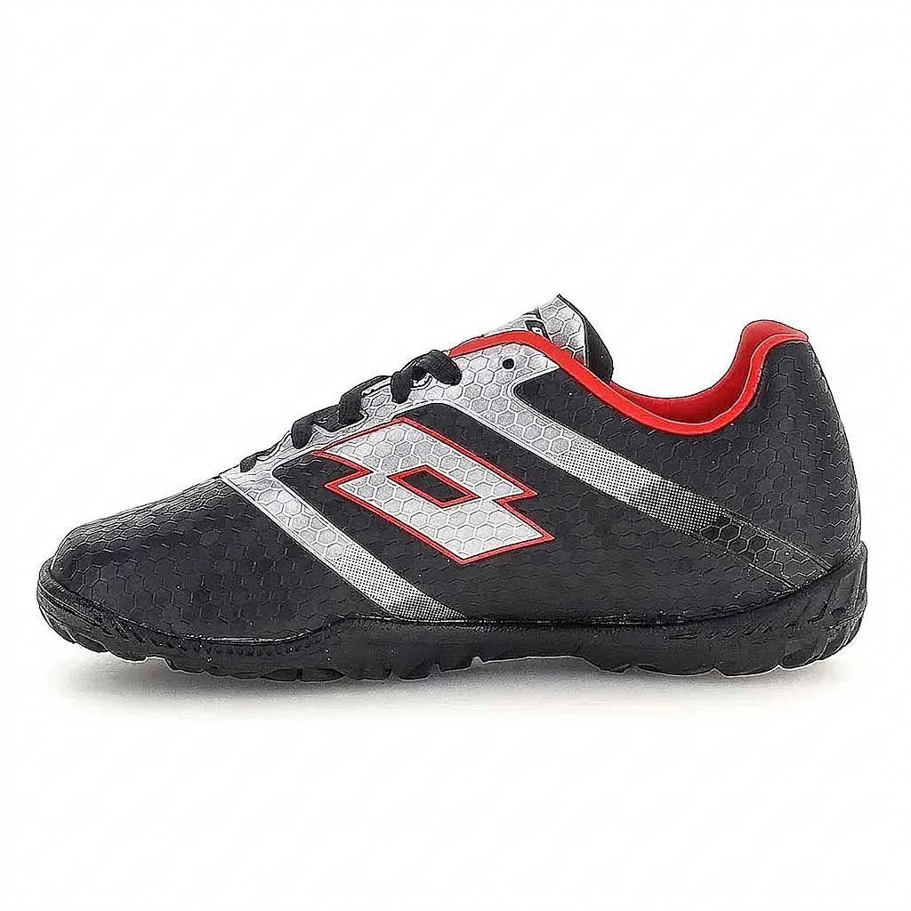 Zapatilla Baby Futbol Tf Juvenil Lotto Maestro 700-V TF JR Negro Rojo-1
