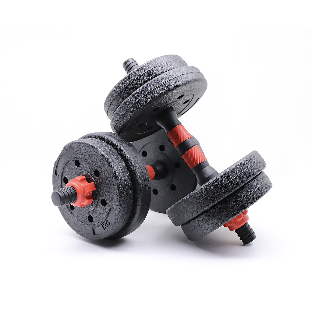 Mancuerna Cemento Pvc 10 Kg Barra Ajustable Negro Jks-0