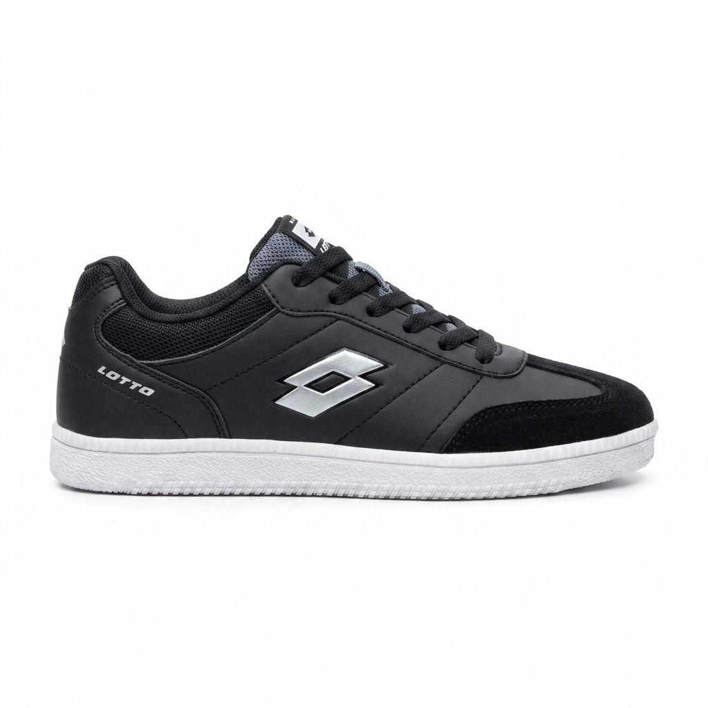 Zapatilla Deportiva Juvenil Lotto Calcio JR Negro Blanco-0