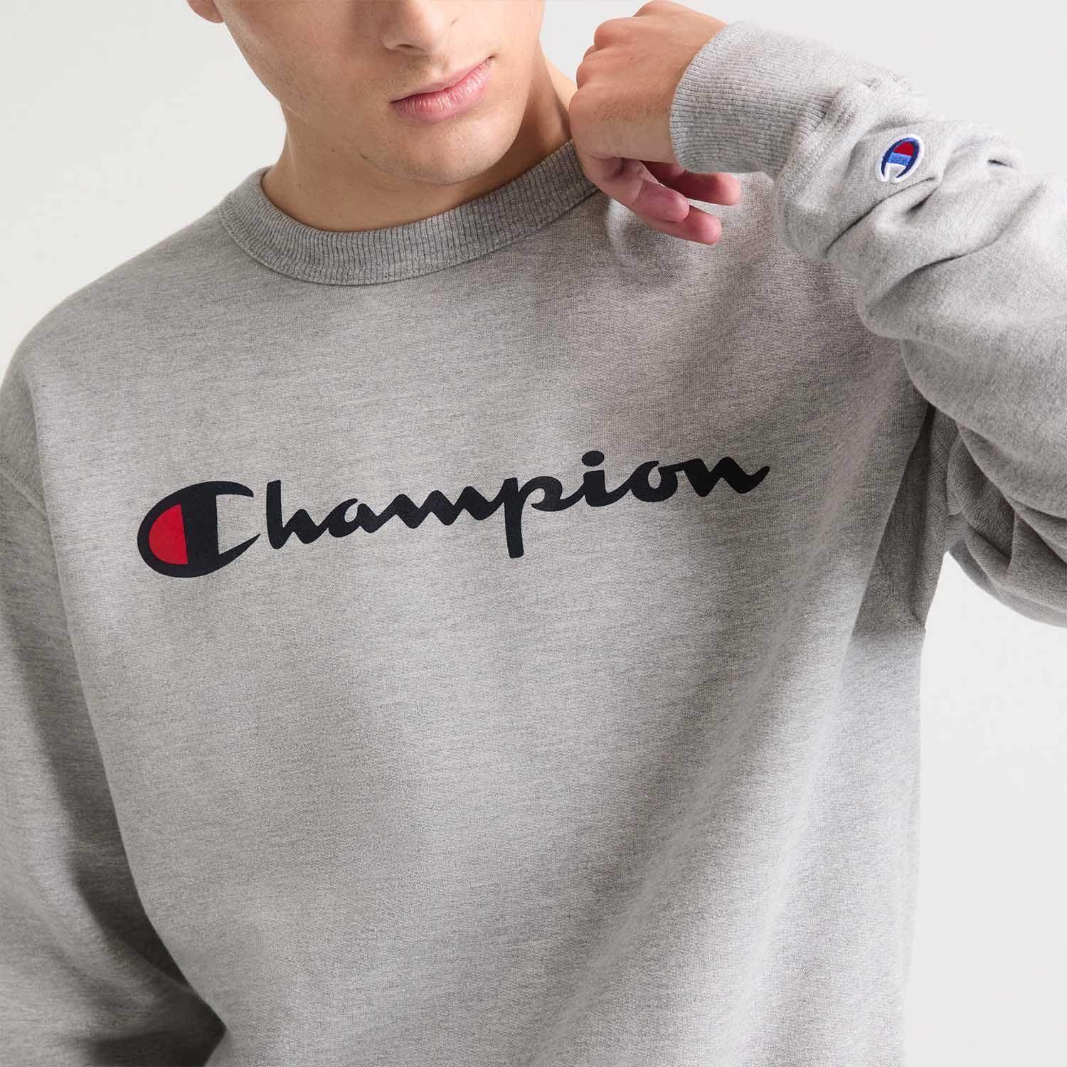 Poleron Hombre Champion Gris Crew-2