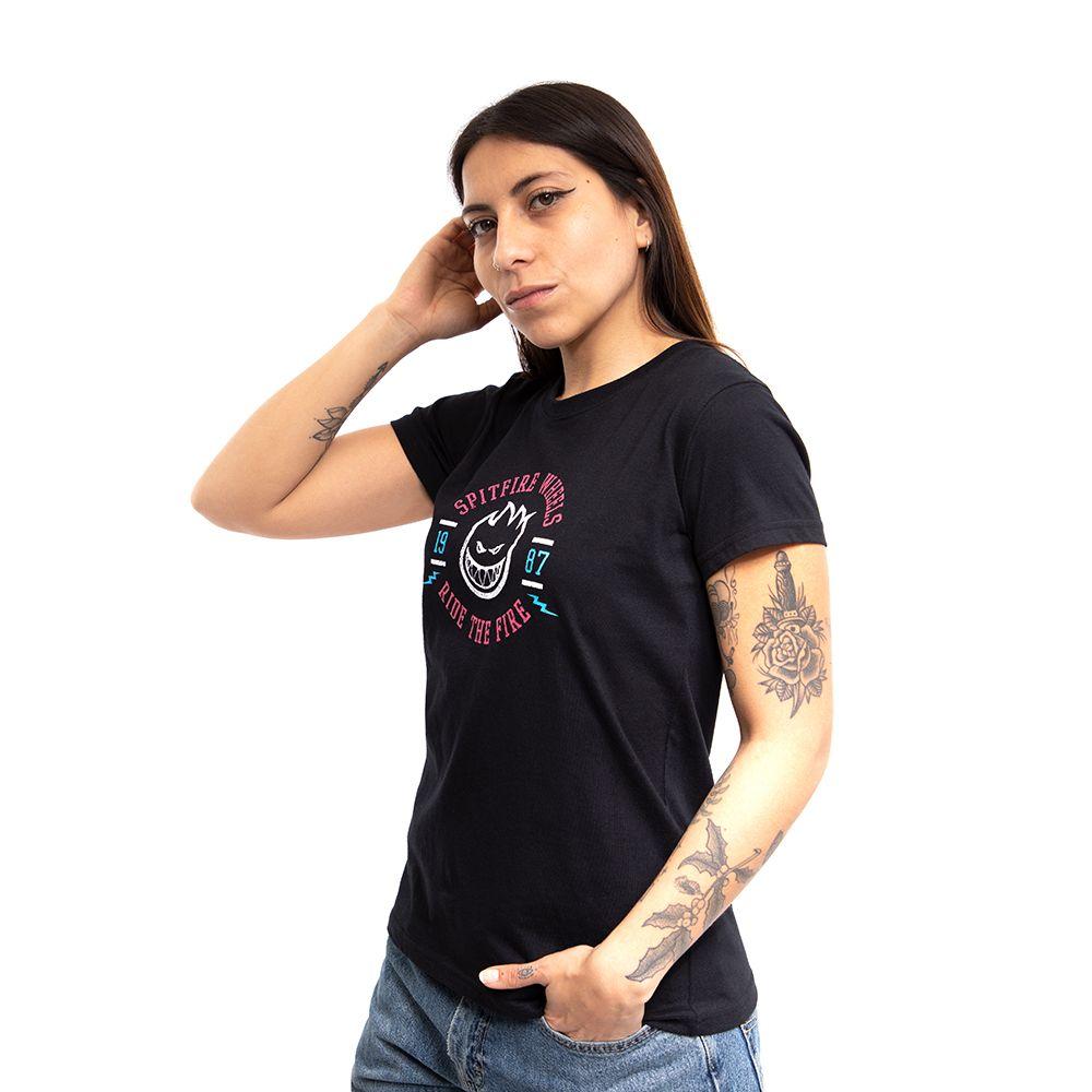 Polera Manga Corta Mujer RideThe Fire Wtr Negro Spitfire-0