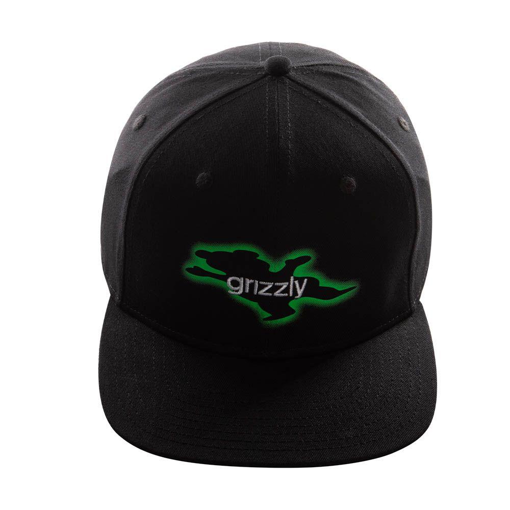 Jockey Negro Grizzly Griptape Snapback Bear Print + Grizzly Word-2