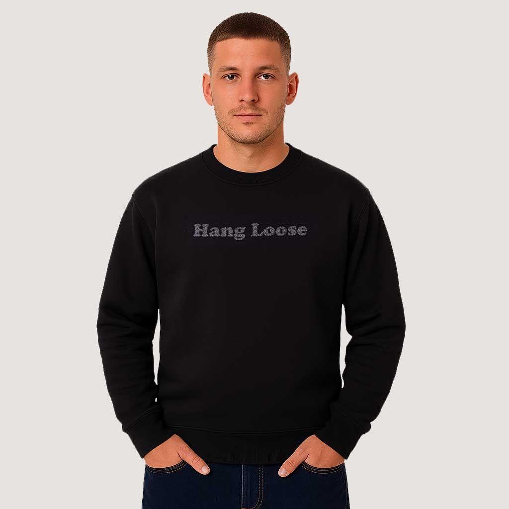 Poleron Hombre Crew Neck Salty Negro Hang Loose-0