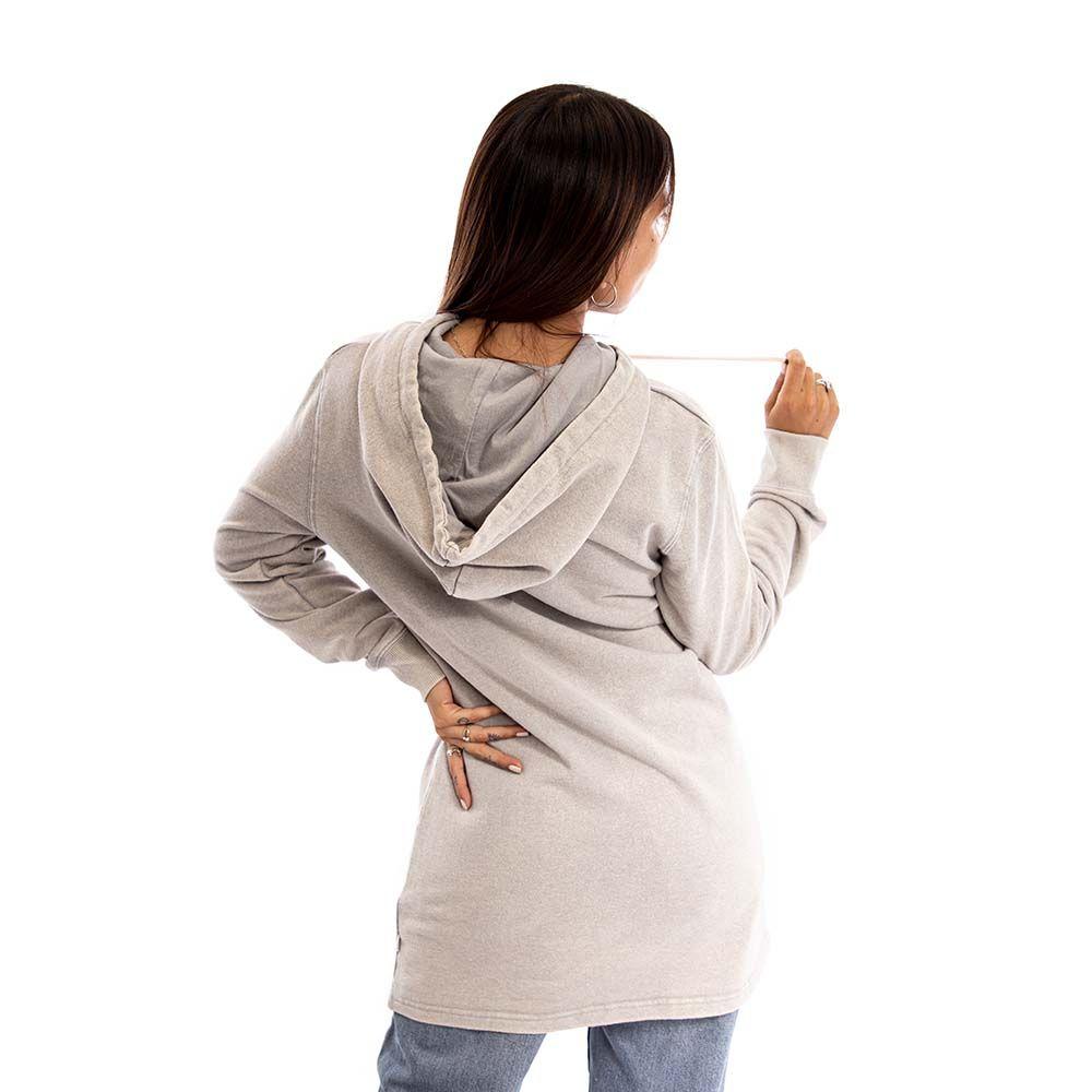Polerón Hoodie Long Fit Mujer Gris Oscuro Spitfire-3