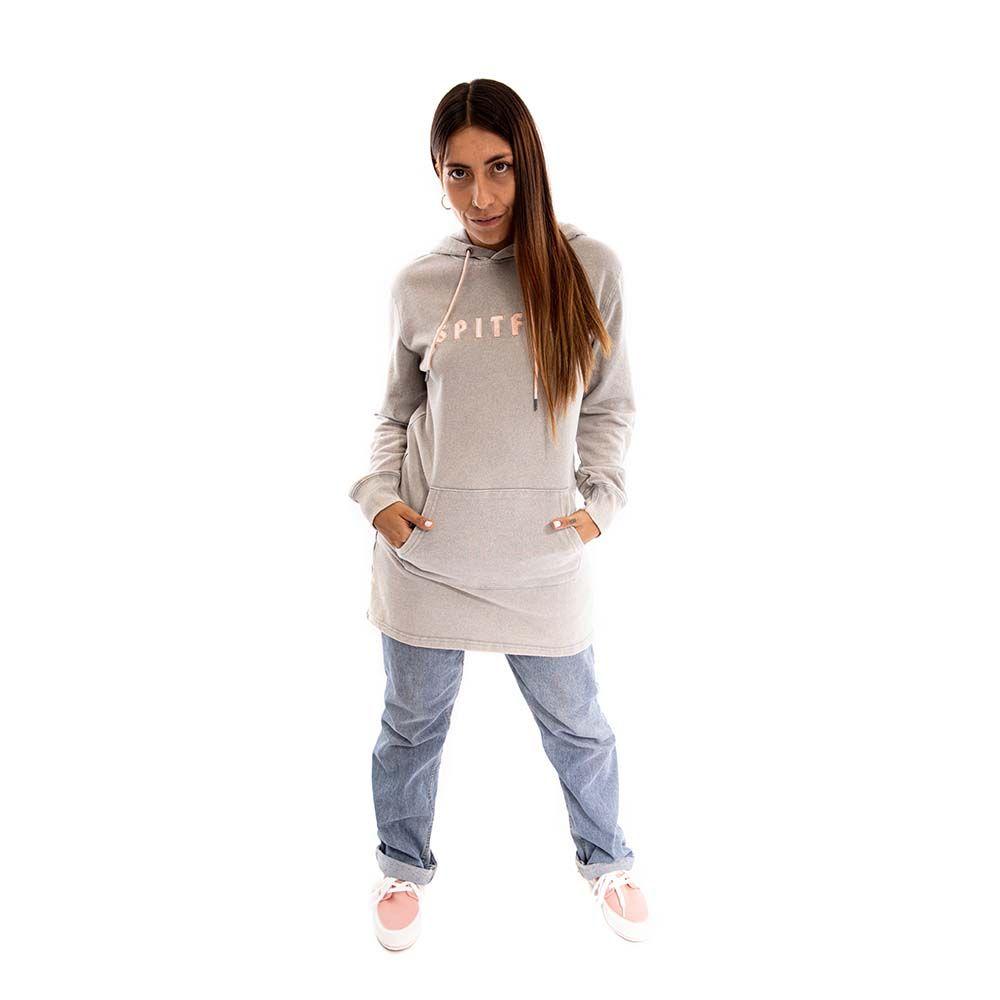 Polerón Hoodie Long Fit Mujer Gris Oscuro Spitfire-4
