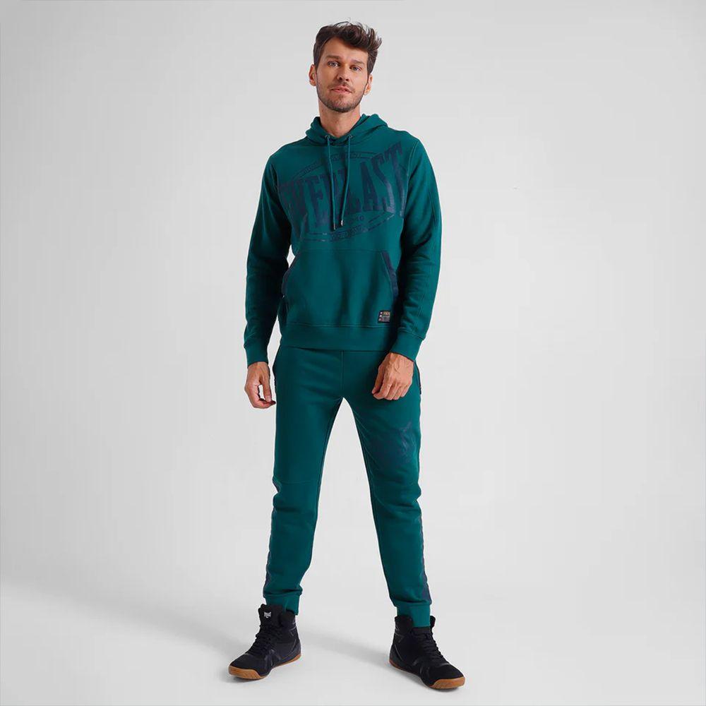 Polerón Hombre Everlast Verde Canguro Fleece Clinch-2
